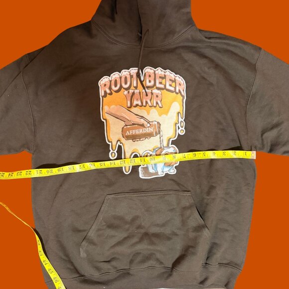 Afferdin “Root Beer Yarr” Graphic Hoodie Brown Oversized Sweatshirt (Unisex L) - Picture 7 of 9